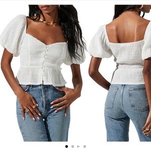 ASTR white smocked crop top